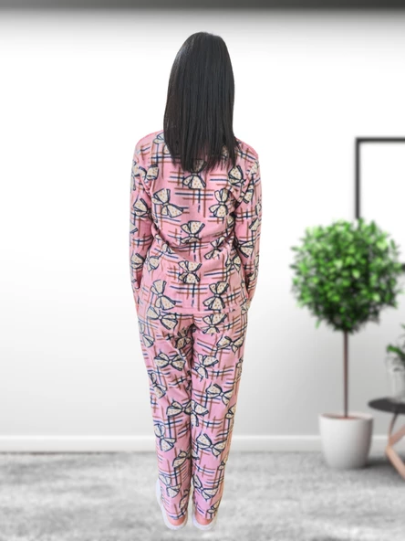 Joyfull Kurdela Desenli Kadın Polar Peluş Pijama Takımı (G. Kurusu) - Resim 3