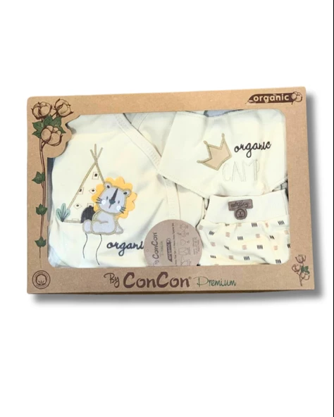 Organik 5 Parça Aslan Nakışlı Bambu Yenidoğan Hastane Çıkışı Seti - 2