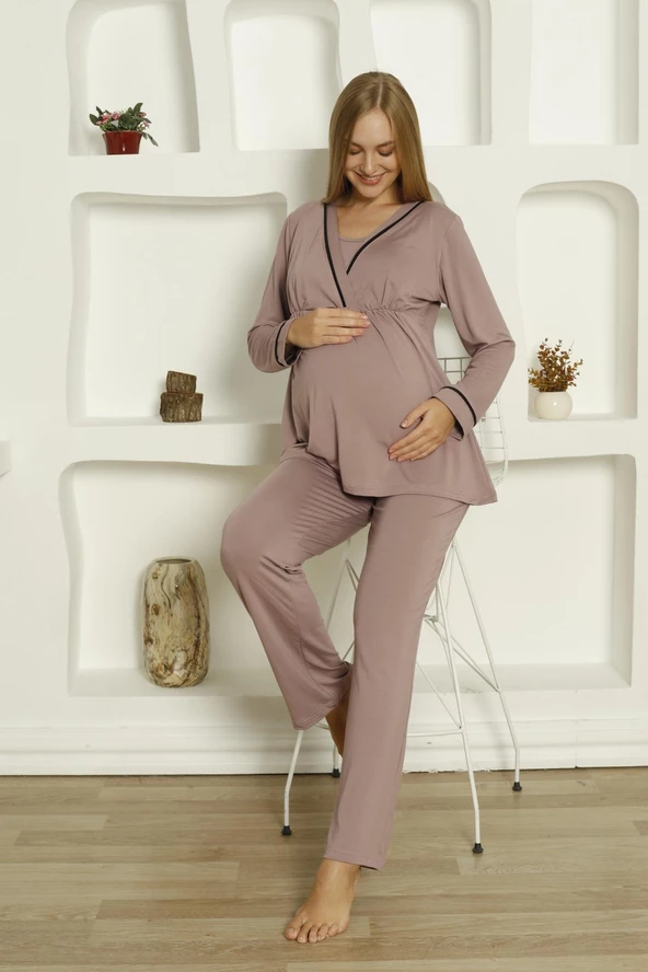 Limissi Viskon Loğusa Karanfil Pijama Takımı %100 Pamuk - Resim 5