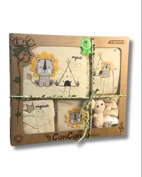 Organik 10 Parça Aslan Nakışlı Bambu Yenidoğan Hastane Çıkışı Seti - Resim 2