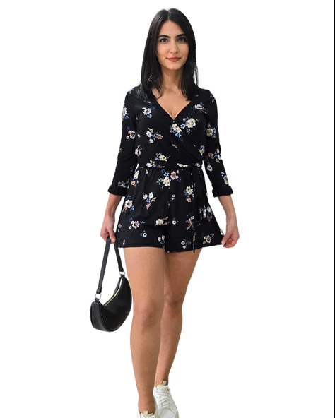 Volanlı Kuşaklı Mini Şortlu Desenli Elbise ürün görseli