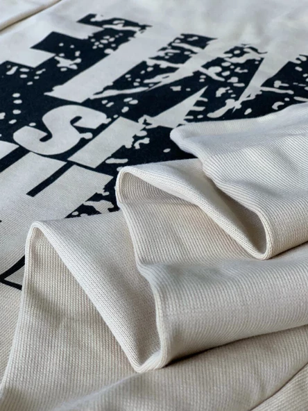 Baskılı Kapüşonlu Swaetshirt (Gri) - Resim 6