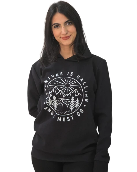 Must Be Baskılı Kapüşonlu Swaetshirt (Siyah)
