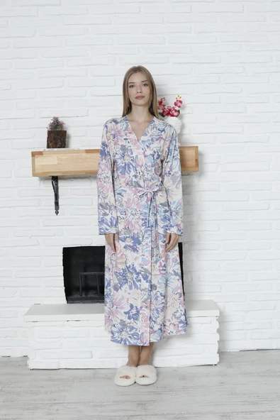 Limissi Viskon Desenli Sabahlık %100 Pamuk - Resim 7