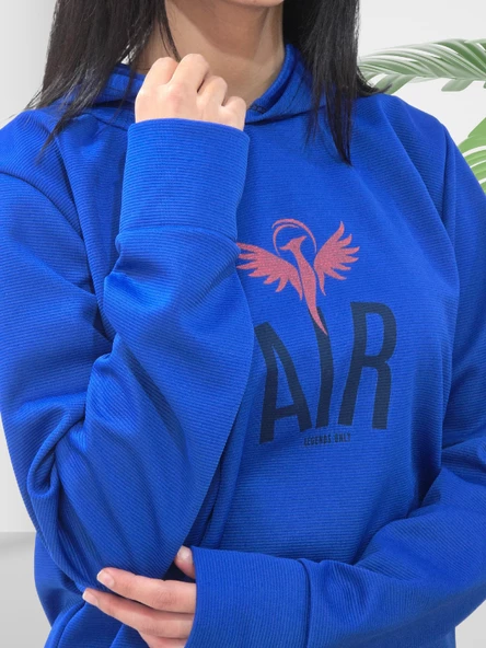 Air Baskılı Kapüşonlu Swaetshirt (Mavi) - Resim 2