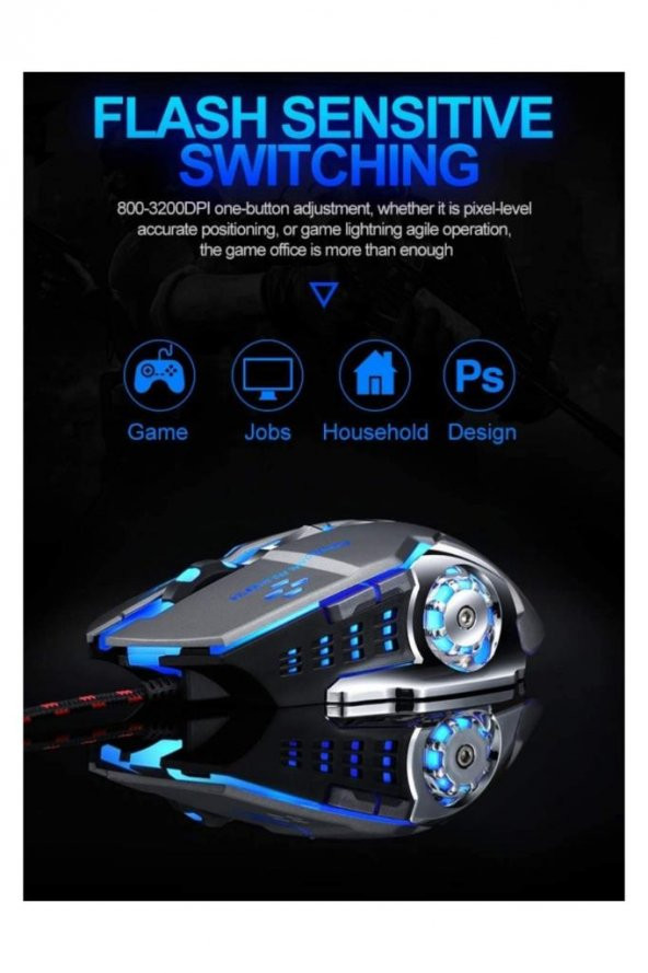 Gaming Mouse Kablolu Rgb Arkadan Aydınlatmalı Usb Optik Bilgisayar Faresi - 5