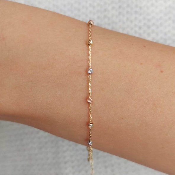 Altın dorika toplu bileklik tek sıra - Resim 2