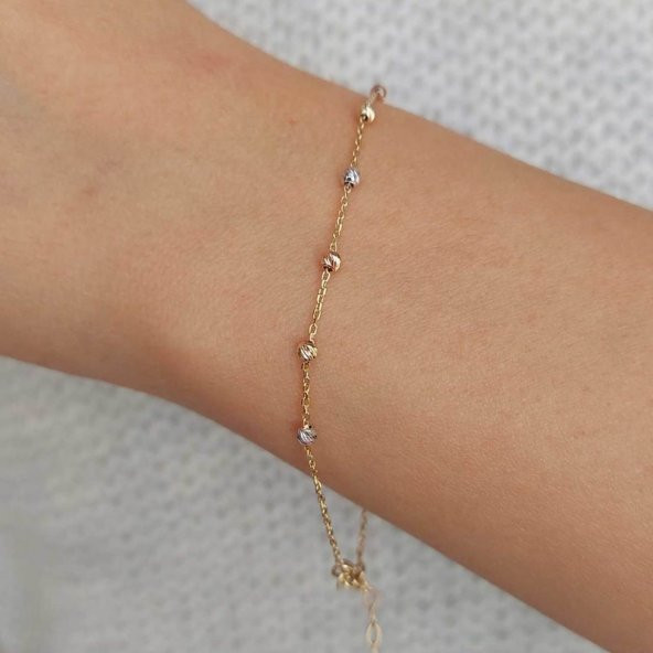 Altın dorika toplu bileklik tek sıra - Resim 3