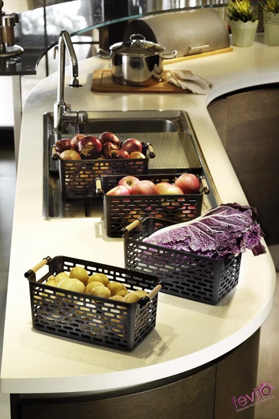 Çok Amaçlı Tutacaklı Organizer Sepet - Dolap Içi & Çekmece Düzenleyici Sepet - Siyah ürün görseli 1