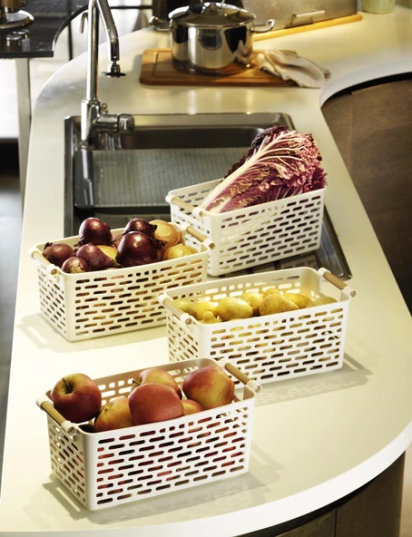 Çok Amaçlı Tutacaklı Organizer Sepet - Dolap Içi & Çekmece Düzenleyici Sepet Beyaz ürün görseli 1