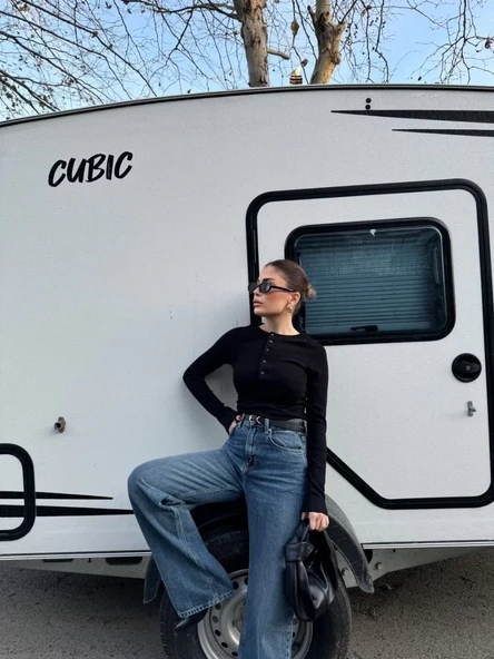 Uzun Kollu Crop Badi - Siyah