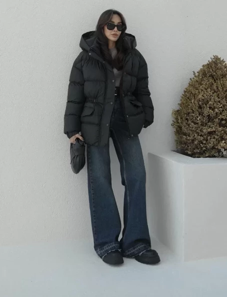 Kadın Bomber Ceket Mont - Siyah - 3