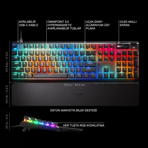 SteelSeries Apex Pro Gen 3 RGB Mekanik Oyuncu Klavyesi (UK) - 5