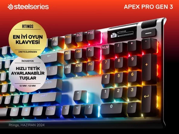 SteelSeries Apex Pro Gen 3 RGB Mekanik Oyuncu Klavyesi (UK) - 2