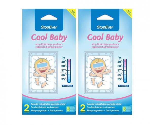 Stopever Coolbaby Soğutucu Hidrojel Plaster- 4 Adet (2x2li Ekonomik Ambalaj)