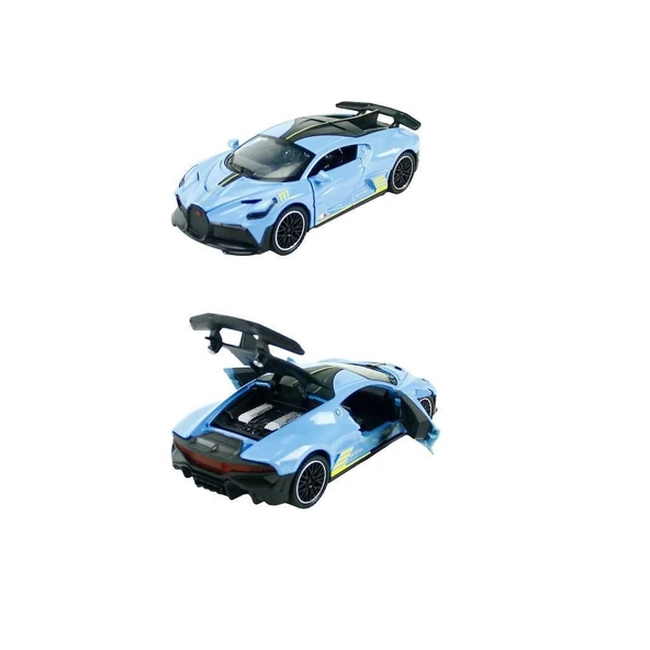 3231D-3241D -1:32 Metal Çek Bırak Araba Bugatti Mavi