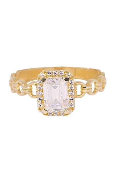 Cigold Taşlı Yüzük Baget 14 Ayar Altın 2,15 Gr OA-K21701028806 - 4