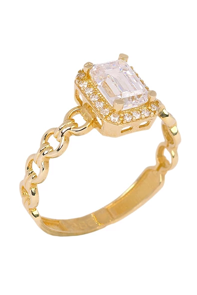 Cigold Taşlı Yüzük Baget 14 Ayar Altın 2,15 Gr OA-K21701028806 - 2