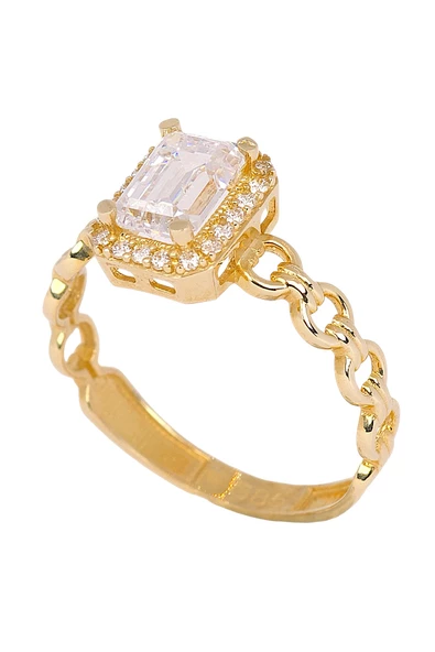 Cigold Taşlı Yüzük Baget 14 Ayar Altın 2,15 Gr OA-K21701028806 - 3