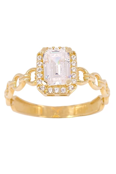 Cigold Taşlı Yüzük Baget 14 Ayar Altın 2,15 Gr OA-K21701028806