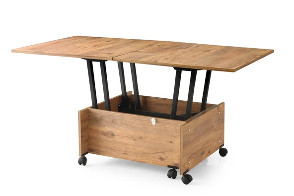 Akıllı Sihirli Tekerlekli Orta Sehpa 75x75 cm - 6