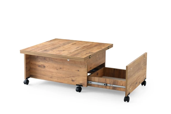 Akıllı Sihirli Tekerlekli Orta Sehpa 75x75 cm - 3