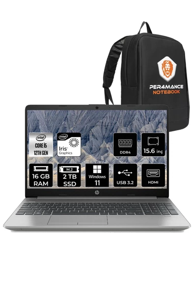 HP  250 G9 i5 1235U 16GB 2TB SSD 15.6" FHD W11P 6Q8N9ES & PER4 Çanta