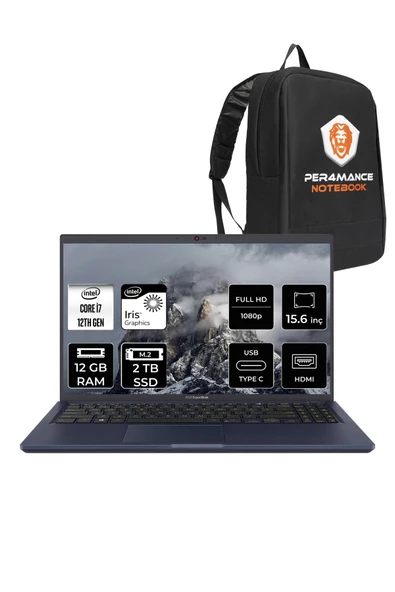 ASUS  ExpertBook B1 i7 1255U 12GB RAM 2TB SSD 15.6" FHD FDOS Taşınabilir Bilgisayar & PER4 Çanta