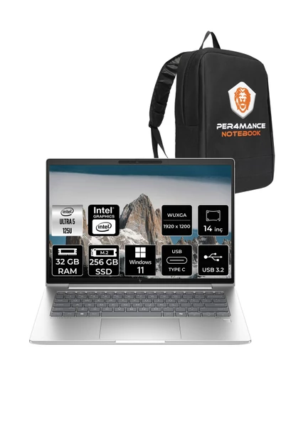 HP  EliteBook 640 G11 İntel Core Ultra 5 125U 32GB 256GB SSD 14'' WUXGA W11P A23E1EA & PER4 Çanta