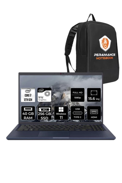 ASUS  ExpertBook B1 i7 1255U 40GB RAM 256GB SSD 15.6" FHD W11P Taşınabilir Bilgisayar & PER4 Çanta