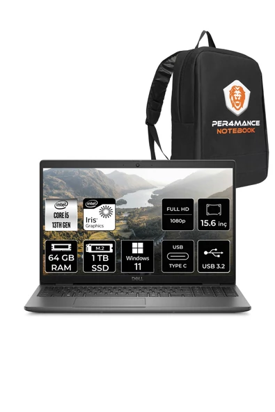 Dell Latitude 3550 i5 1335U 64GB 1TB SSD 15.6'' FHD W11P N015L355015 & PER4 Çanta