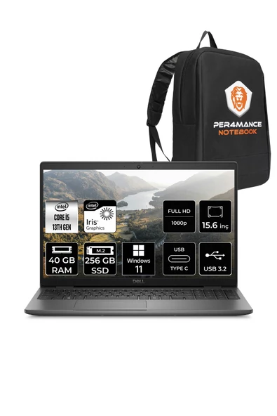 Dell  Latitude 3550 i5 1335U 40GB 256GB SSD 15.6'' FHD W11P N015L355015 & PER4 Çanta