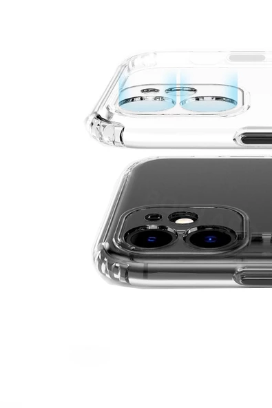 OMAC Iphone 11 6.1" Uyumlu Kılıf 3d Tıpalı Kamera Korumalı Şeffaf Silikon Kapak