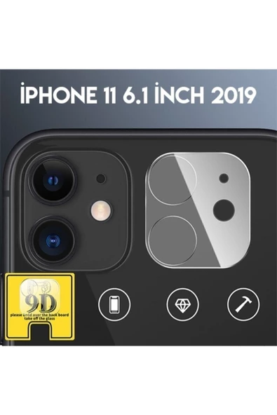 OMAC Kopya - Iphone 11 6.1inch 2019 Full Tempered Kamera Koruyucu Kırılmaz Cam - Şeffaf