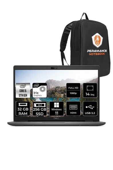 Dell  Latitude 3440 Intel Core i5 1235U 32GB 256GB SSD 14" FHD W11P & PER4 Çanta