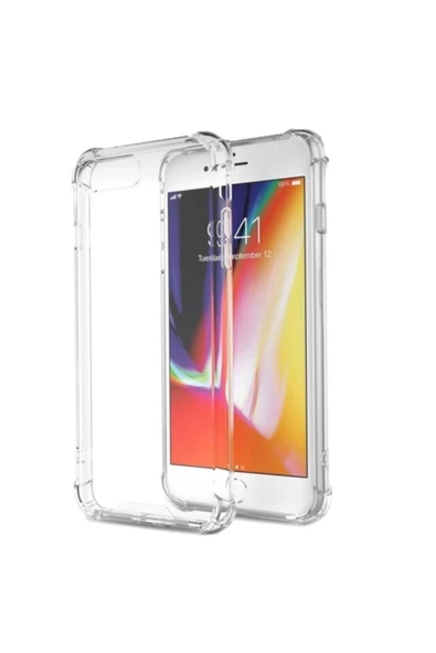 OMAC Iphone 7 Plus - 8 Plus Uyumlu Ultra Ince Şeffaf Airbag Anti Şok Silikon Kılıf - Şeffaf - 2