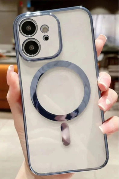 THREESTEP Iphone 11 Uyumlu 3d Lens Koruma Halka Metalik Renk Lazer Magsafe Silikon Kılıf Kapak