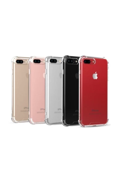 OMAC Iphone 7 Plus - 8 Plus Uyumlu Ultra Ince Şeffaf Airbag Anti Şok Silikon Kılıf - Şeffaf - 3