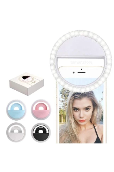 Ring Light Şarjlı Led Selfie Işığı Led Ring Light Halka Telefon Işığı 36 Led 3 Kademeli