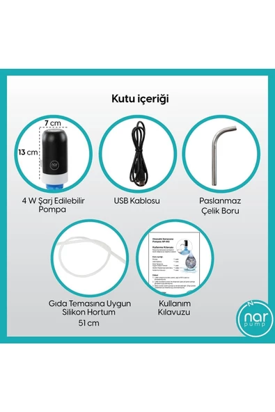 OMAC Kopya - Hızlı Ve Sessiz Damacana Pompası, Usb Şarjlı Ve Otomatik, Dakikada 1.7 Litre Su Çıkışı - 5