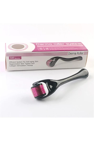 Dermaroller Titanyum Uçlu 540 Iğneli Derma Roller 1 mm Iğne Cilt Yüz Vücut Yenileme Masaj Aleti