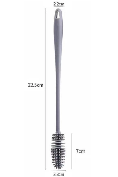THREESTEP Silikon Uzun Saplı Cam Şişe Bardak Kavanoz Biberon Yıkama Fırçası Temizleme Fırçası - 3