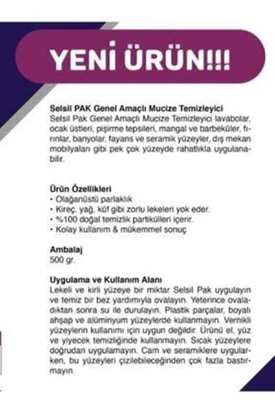 Selsil Pak Genel Amaçlı Mucize Temizleyici 500 gr X 3 Adet - 4