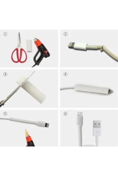 Bientini Apple Orjinal Iphone Uyumlu Lightning  Usb Şarj Kablosu Koruyucu Isıyla Daralan Makaron Kablo Kılıf - 4