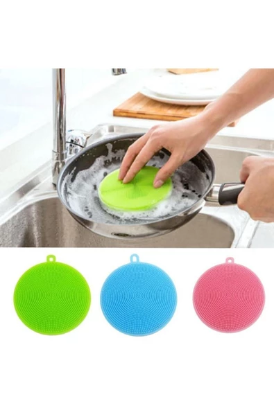 MatesStore Silikon Bulaşık Süngeri Çok Amaçlı Temizlik 2 Li Sebze Meyve Yıka - 5