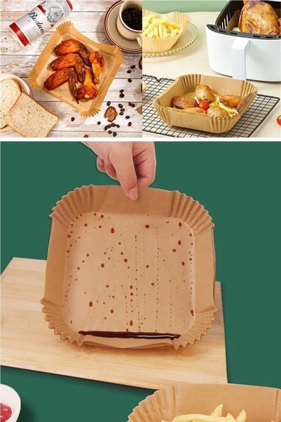THREESTEP 20 Adet Airfryer Pişirme Kağıdı Kare Tabak Model Yağlı Kağıt - 2