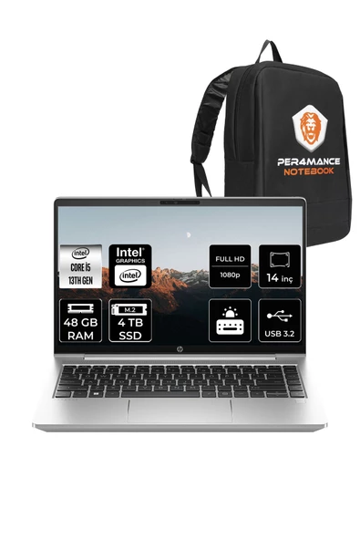 HP  ProBook 440 G10 Intel Core i5 1335U 48GB 4TB SSD 14" FHD FDOS & PER4 Çanta ürün görseli 1