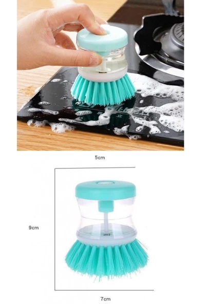OptaPro 1 Adet Bulaşık Yıkama Fırçası Sıvı Deterjan Hazneli Ocak Tencere Tava Mutfak Banyo Temizleme Fırçası - 4