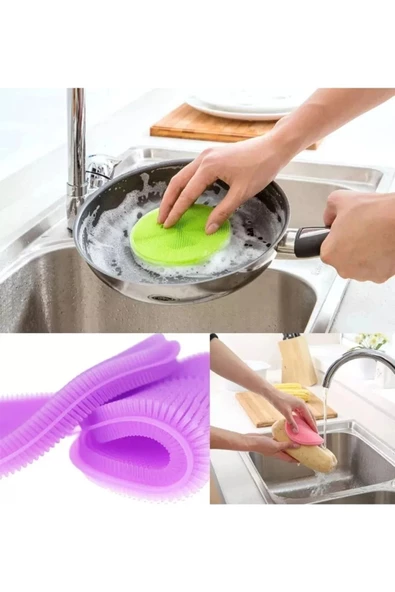 Nanopro 2 Adet Silikon Bulaşık Süngeri Yıkama Fırçası Tükenmeyen Sünger - Resim 4