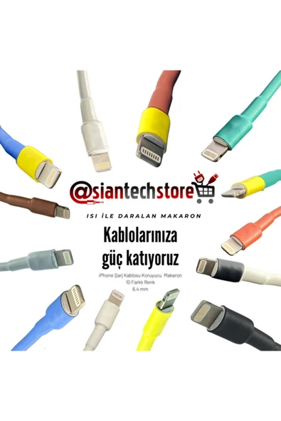 OMAC Iphone Uyumlu  Sarı Şarj Kablosu Koruyucu Makaron 10 Adet 6 cm - 4